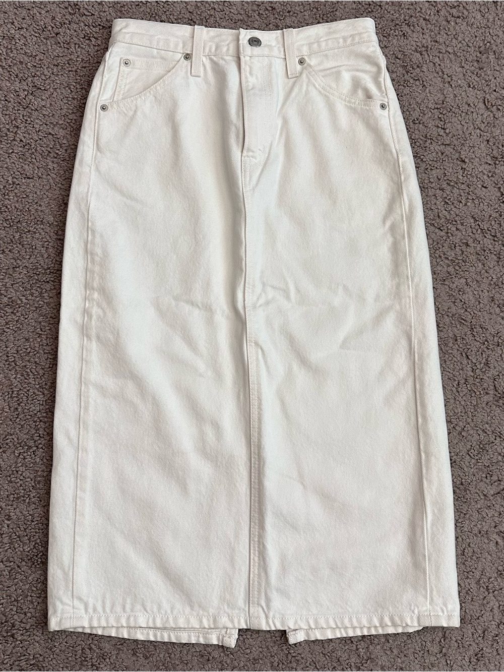 Levi's Premium White Denim Midi Skirt Womens W26